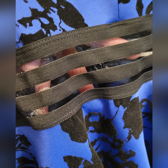 City Studio A-Line Floral Velvet Stripe Waist Dress - Picture 6 of 7